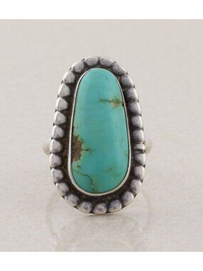 Sterling Silver Natural Turquoise Ring Size 6 3/4